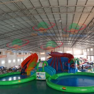 Parc d'attractions d'été en plein air, toboggan aquatique, parc à thème aquatique gonflable avec piscine à vendre - Product Image 4
