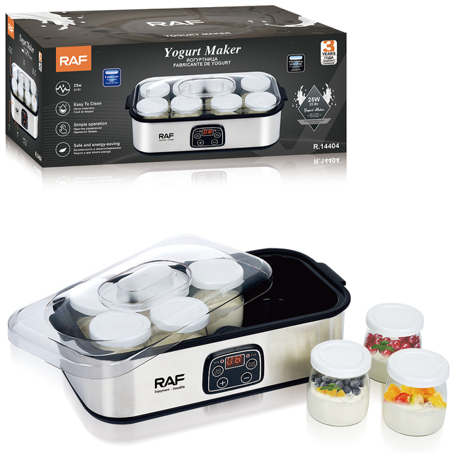 RAF R.14404 Electric Yogurt Maker with Temperature Control Adjustable Time Stainless Steel Cheese Maker