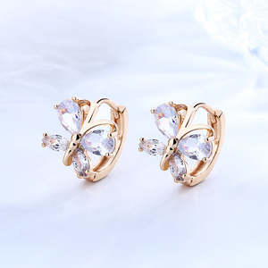 Pendientes de Aro con Forma de Mariposa, Envío Gratis, Chapados en Oro de 18K, con Circonita Cúbica Brillante, Joyería de Moda - Product Image 6
