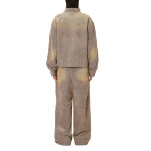 New Arrivals Wholesale Fashion Casual Semi-oversized Fit <b>Corduroy</b> and Denim Fabric Carid Aging Trucker <b>Jacket</b> - Product Image 3