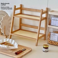Modern staande dubbeldekker bamboe ladderplank opbergrek voor keuken, boeken en huishoudelijke organisatie