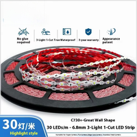 Bande lumineuse LED souple et flexible pour enseigne publicitaire, 12V 2835 30 LED, étanche IP65, PVC, haute luminosité, pour aménagement paysager