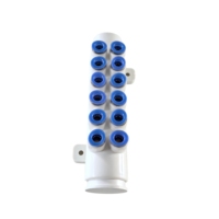 30-186A Colector de aire neumático portátil independiente de 12 puertos (1 pulgada) con desagüe de tapón interno de un toque para bañera de hidromasaje y spa, compatible con tuberías de 8mm/10mm