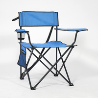 Chaise pliante de camping pour parc de loisirs en plein air avec porte-gobelet, sangle d'épaule et accoudoirs, mobilier d'extérieur carré en acier au carbone et tissu Oxford