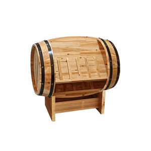 Classico legno orizzontale <span class=keywords><strong>a</strong></span> forma di <span class=keywords><strong>botte</strong></span> di rovere naturale porta espositore vino rosso per Party Mall supermercato uso 8 bottiglie di capacità - Product Image 1