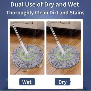 Magic Absorbent Dry and Wet Twist Round Mops Rotating Self-twisting Microfiber Mop Cleaning for Home Floor Clean - Product Image 2