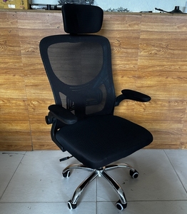 Fabricant de meubles commerciaux bon marché accoudoir réglable chaise en maille chaise de bureau ergonomique à dossier haut avec appui-tête - Product Image 3