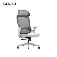 Chaise de bureau ergonomique moderne à dossier haut en maille avec appui-tête et accoudoirs réglables, pivotante, pour ordinateur