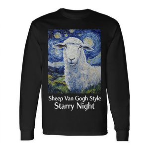 T-shirt à manches longues style nuit étoilée Van Gogh avec motif mouton - Product Image 2