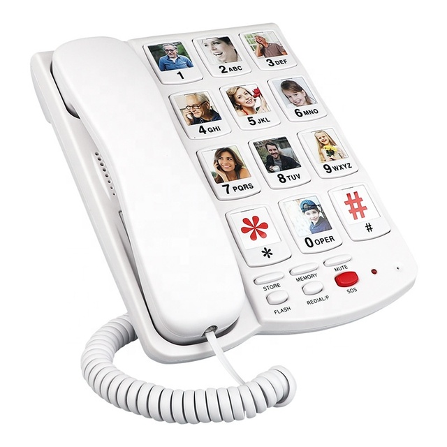 Big Button Phone for Seniors, 9 Pictured ,Extra Loud Ringer,Wired Simple Basic Landline Telephone for Visually Impaired