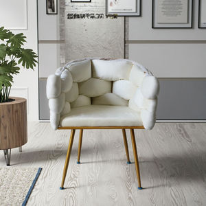 홈 가구 소파 의자 트렌디 터프트 벨벳 레저 의자, 홈 거실 식당 의자, 메탈 베이스 네일 살롱 메이크업 의자 - Product Image 6