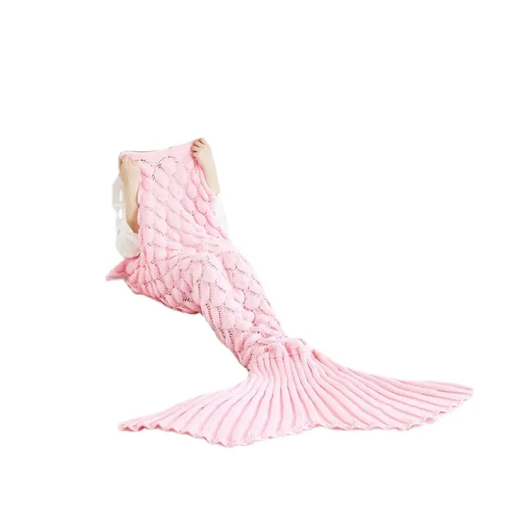 Wholesale Mermaid Tail Knitting Blanket Sofa Blanket All Seasons Sleeping Blanket Mermaid Tail