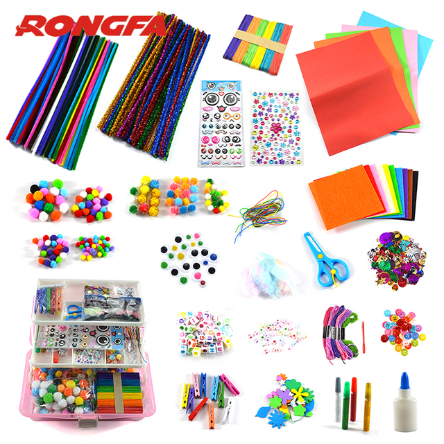 2023Craft Supplies Set 1500pcs DIY Kids Pipe Cleaner Sets for School Craft Art Supplies Pompom Pipe Cleaner Kids DIY Set