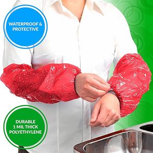 Polietilen 18 "uzun kollu su geçirmez plastik tek kullanımlık kollu kırmızı kapakları - Product Image 2