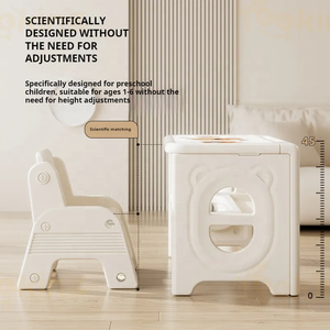 Table d'étude multifonctionnelle en plastique pour enfants Table et chaise d'apprentissage pliantes pour enfants avec planche à dessin effaçable - Product Image 3