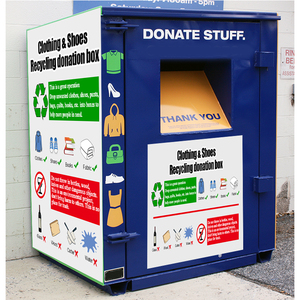 Contenedor de Basura para Exteriores de Gran Volumen, Caja de Almacenamiento de Acero, Contenedor de Reciclaje y Donación de <span class=keywords><strong>Ropa</strong></span> - Product Image 3