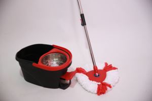 Système complet de serpillière et <span class=keywords><strong>seau</strong></span> 360°, nettoyeur de sols haute performance et écologique, avec manche <span class=keywords><strong>en</strong></span> acier inoxydable et essorage double <span class=keywords><strong>action</strong></span> - Product Image 3