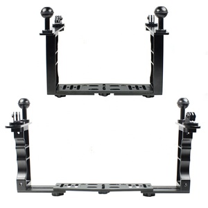 Takenoken alüminyum alaşım çift el tutucu braketi sualtı kamera dalış sabitleyici yüzer kol flaş ışığı fotoğraf için - Product Image 2