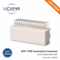 1376350 Konektor WX110D 40P 90 12V DC 2.5A Adaptor Pria Kontak Paduan Tembaga Bentuk Persegi Panjang Rumah SPS/PBT untuk Motor Servo
