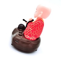 9*8*11cm moine électrique chinois Feng Shui chant chanson Style solaire USB chanceux Fortune secouant le ventilateur riant Maitreya bouddha Statues