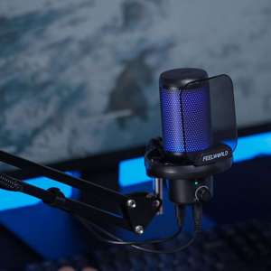 Microphone de jeu FEELWORLD VM1 avec bouton de sourdine, micro USB de studio pour diffusion en direct sur Twitch, réduction sur les commandes en gros - Product Image 4