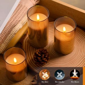 Bougie LED en plastique blanc personnalisée avec mèche vacillante, flamme électrique sans flamme, à piles, motif pilier - Product Image 4