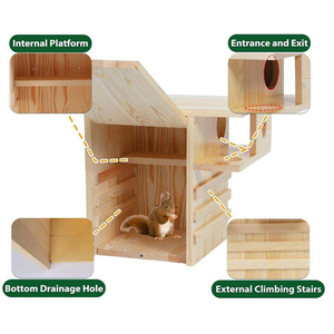 <span class=keywords><strong>Casetta</strong></span> per Scoiattoli in Legno Personalizzata e Allargata, Grande Nido Esterno con Piattaforma Esterna per Scoiattoli e Pecorelli - Product Image 3