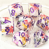 Ensemble de dés de jeu de rôle DND en résine à motif de dragon, 7 pièces, noyau liquide, bords tranchants, polyédriques pour les jeux de table Dungeons & Dragons