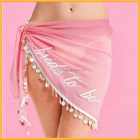 Robe de plage en mousseline brodée avec motif lettres, 1 pièce, pour femme, idéale pour les enterrements de vie de jeune fille et les accessoires de plage