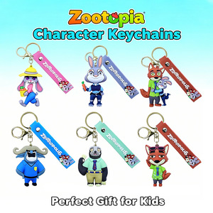 Porte-clés en PVC souple en forme de personnage de dessin animé Zootopia Crazy Animal City, poupée en caoutchouc, porte-clés DIY, sac à dos de style avancé - Product Image 1