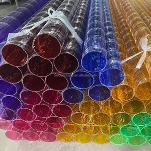 LANDU Large Diameter Clear Color Frosted Pipe Clear Extruded Color Acrylic Round Tube