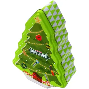 عيد الميلاد شجرة علبة على شكل كرة الحلوى الشوكولاته صندوق بسكويت من الصفيح هدية الكريسماس القصدير مربع