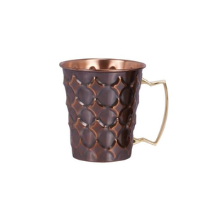 Mug à mule en cuivre pur de qualité authentique avec un design élégant et luxueux en relief. - Product Image 1