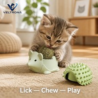 Jouet pour chat en forme d'ormeau à la menthe verte, base amovible, coque à picots, balle à lécher à la menthe compressée 50g