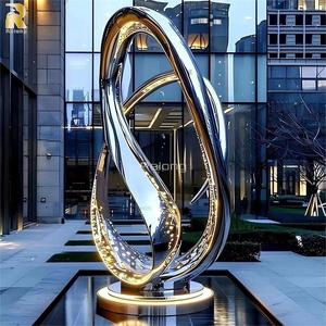 RELONG Custom Polished Modern Stainless Steel <strong>Abstract</strong> <strong>Sculpture</strong> for Outdoor Hotel Lobby Entrance Decoration - Product Image 1