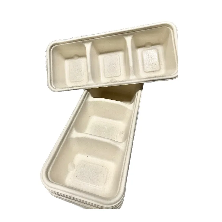 Usine en gros personnalisé vert plateau de service alimentaire boîte bol avec plateau 5 compartiments plateau profond
