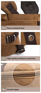 กระเป๋าเป้สะพายหลังเดินทางสำหรับผู้ชาย, กระเป๋าทรงหลอดแคนวาสสไตล์ย้อนยุคความจุขนาดใหญ่ - Product Image 4