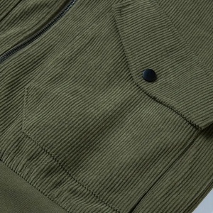 Chaqueta de Pana con Cierre, Cuello de Contraste Personalizado, Bolsillos con Solapa y Forro de Peluche, Fabricante de Chaquetas de Alta Calidad - Product Image 4