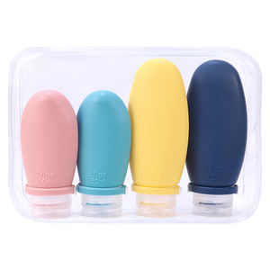 Kit de bouteilles de voyage réutilisables en silicone anti-fuite 4 en 1 de 90/60 ml, bouteilles de lotion et de produits de toilette rechargeables - Product Image 1