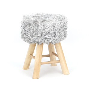Customized Modern Style Wood Ottoman <strong>Stool</strong> Faux <strong>Fur</strong> <strong>Stool</strong> With Wooden Legs for Living Room Bedroom - Product Image 4