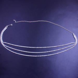 Chaîne de Taille Corporelle Sexy en Cristal pour Femme, Bijou Triple Rangée de Strass, Style Danse du Ventre, Inspiration Plage pour Jeans Tendance - Product Image 6