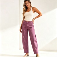 Celana Jeans Wanita High Waist Barrel Leg Model Baggy Wide Raw Hem Denim Y2K Musim Gugur Musim Dingin Grosir Pabrik