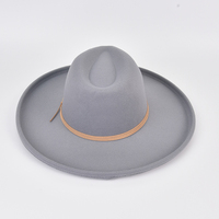 Chapeau Fedora Unisexe de Luxe Style Rancher 100% Polyester à Bord Plat Rigide avec Bande Décorative Uni pour Affaires, Décontracté, Extérieur, Fêtes, Quatre Saisons