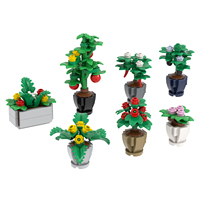 Jouets de construction en blocs de culture en pot de fleurs de la jungle de la ferme, fleurs cannibales, cocotier, jouets éducatifs pour enfants, MOC3055