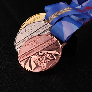 Médaille de compétition sportive personnalisée en métal or, argent, bronze, zinc pour Taekwondo, Jiu-Jitsu avec ruban - Product Image 6