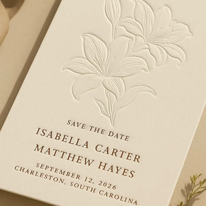 Invitación de Boda con Tapa Dura y Tipografía, Diseño Floral, Papel de Algodón, Guarda la Fecha, <span class=keywords><strong>Simple</strong></span>, Cadeau De Mariage Pour Inviter - Product Image 5