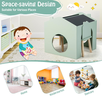 Table et chaises créatives en forme de maison pour tout-petits, ensemble de table d'activités en bois avec tableaux noirs pour enfants, best-seller