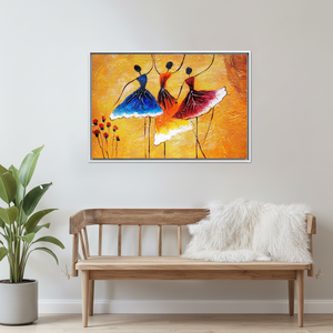 Modern Dancers Canvas Print: Elegant Ballerinas Tempered Glass Wall Art,WHITE <b>FRAMED</b> CANVAS - Product Image 3