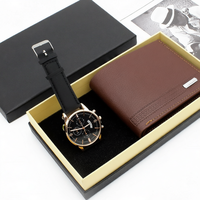 Pabrik Perhiasan Set Hadiah Jam Tangan dan Dompet Pria Grosir Partai Kecil Logo Kustom Jam Tangan Kronograf
