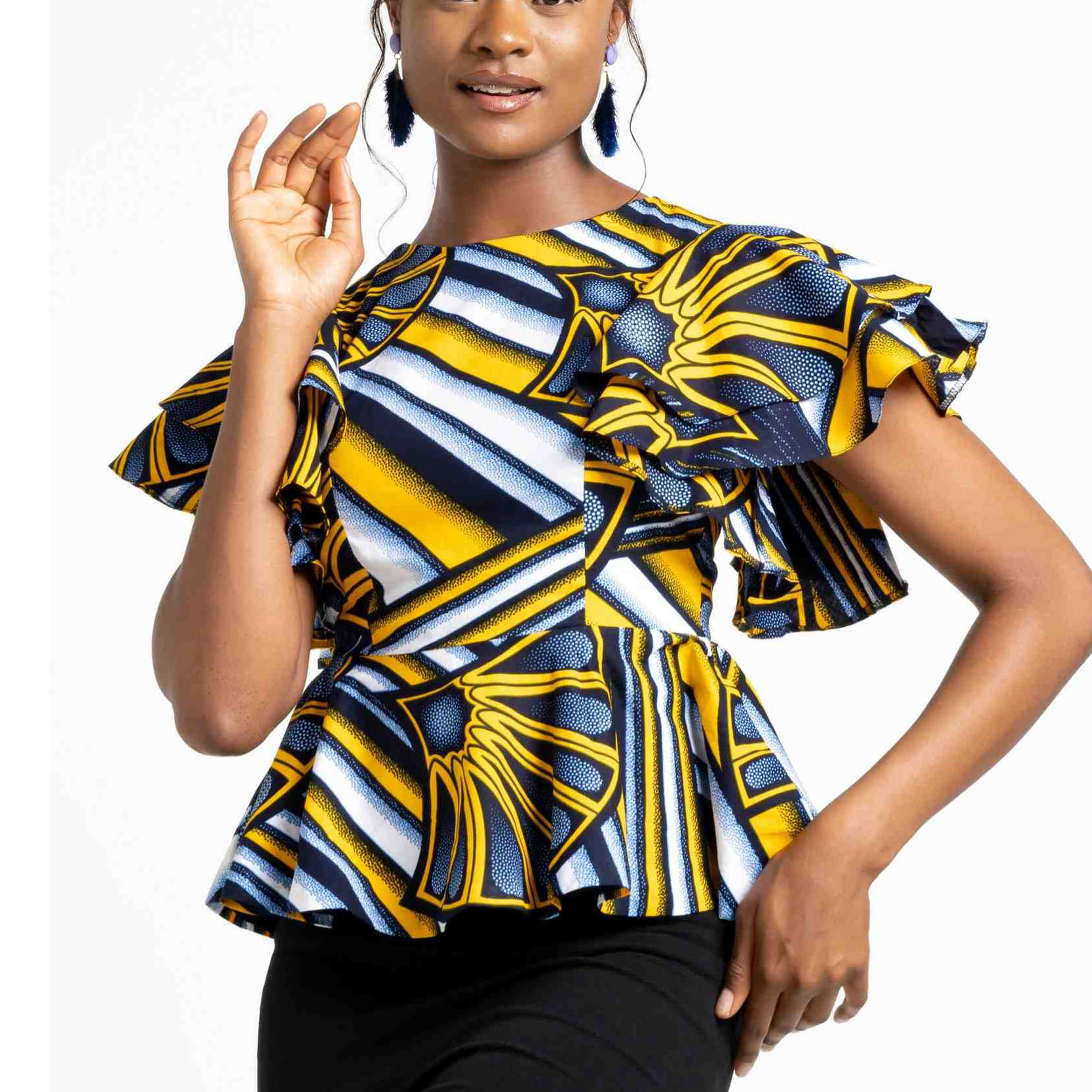 Black Short Sleeve Peplum Top - Flattering & Versatile
